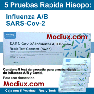 Realy Tech caja con 5 Pruebas de Covid e Influenza