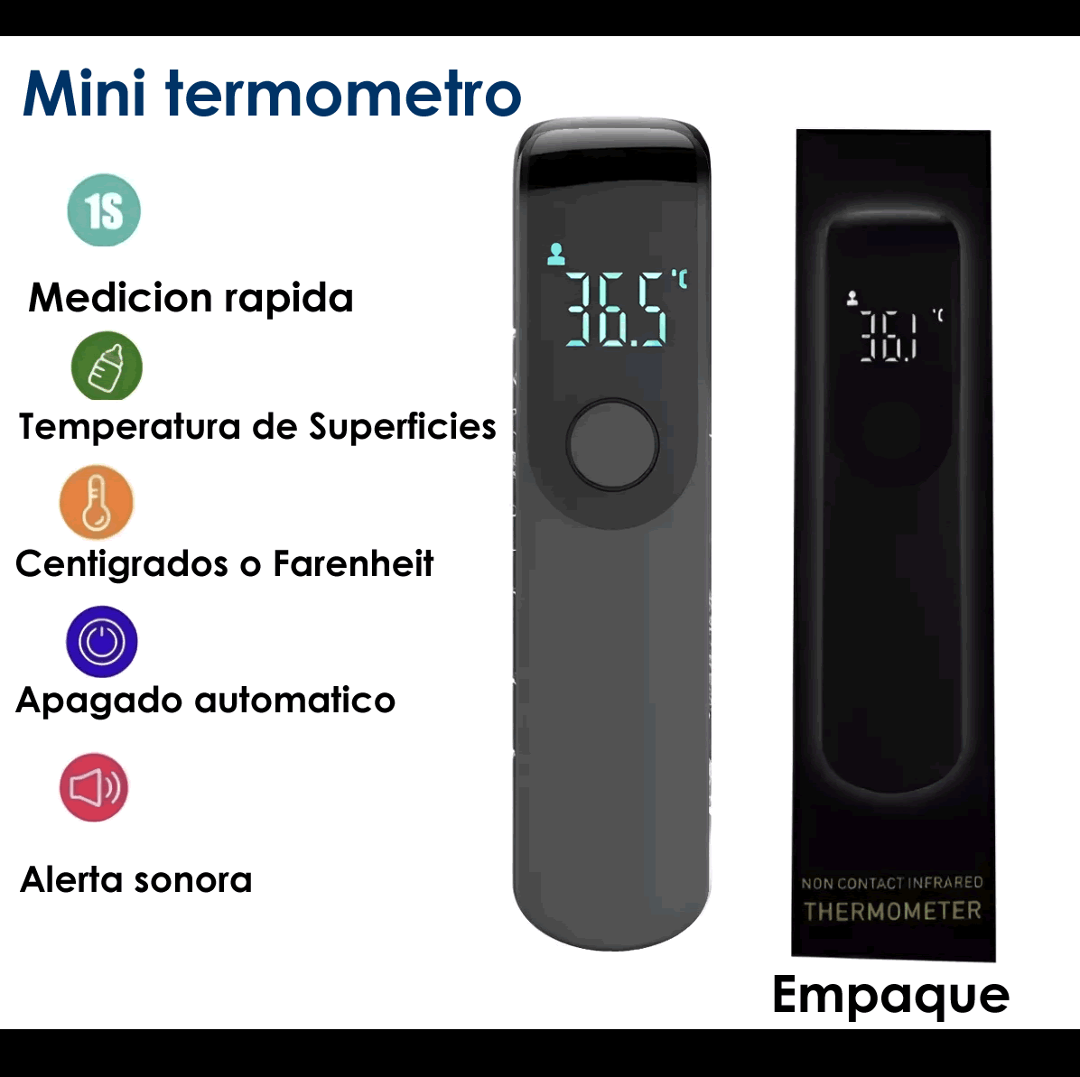 Mini Termómetro portátil color negro