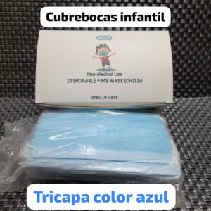 Cubrebocas infantil color azul