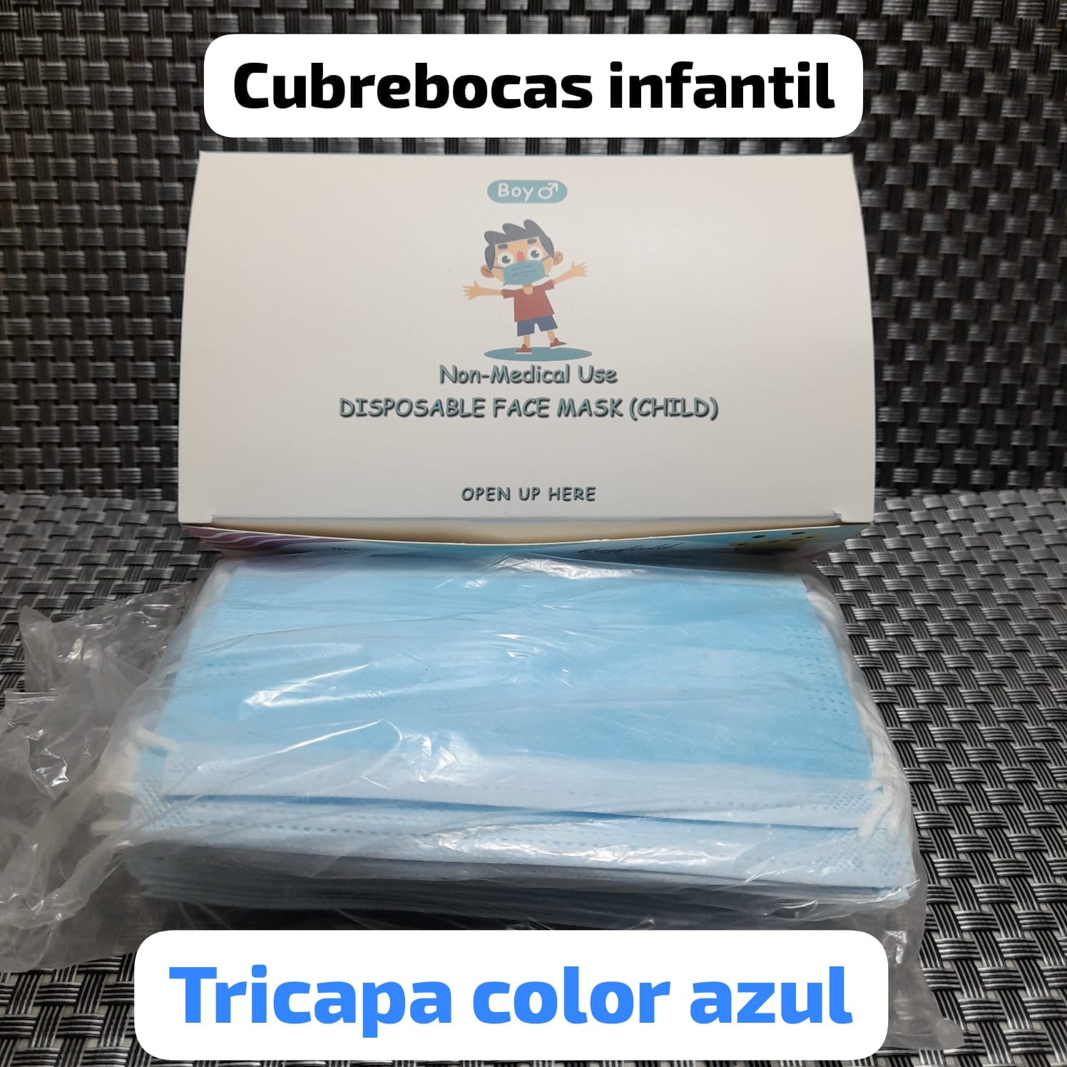 Cubrebocas infantil color azul